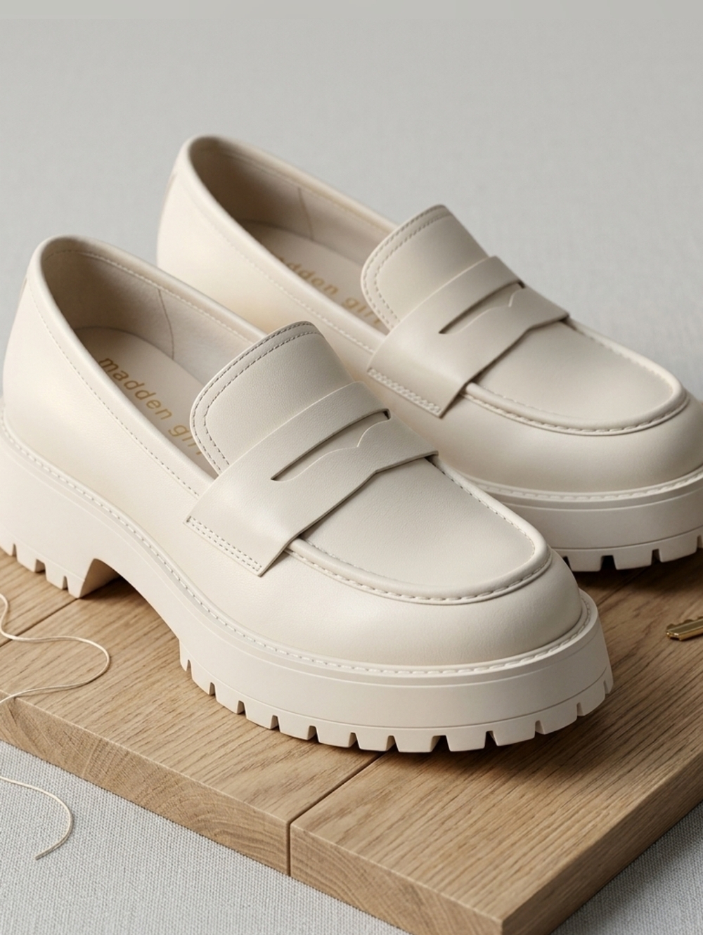 Madden Girl Chunky Cream Penny Loafers